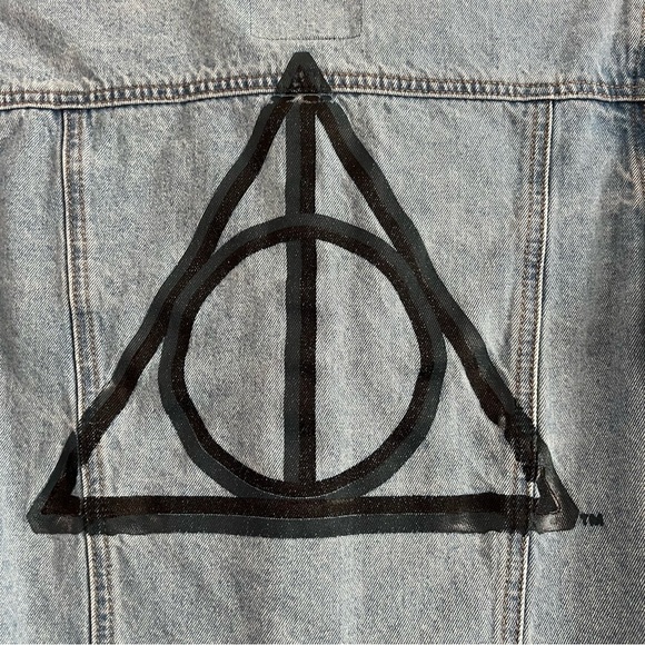Harry Potter Women's Denim Jacket Deathly Hollows Master of Death Crop Medium - Picture 5 of 15